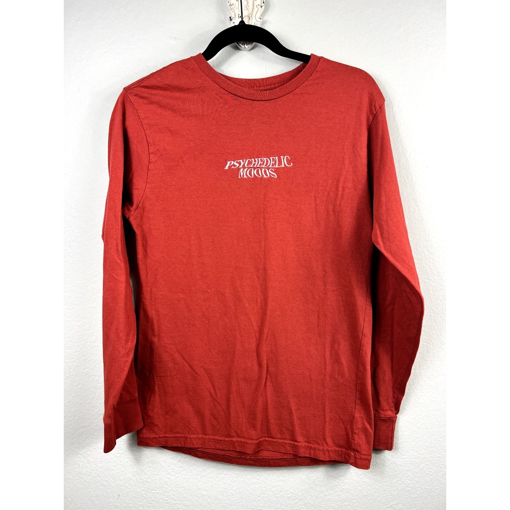 PacSun Long Sleeve Shirt S Red Psychedelic Moods Embroidered Graphic Tee Mens